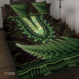 Lime Green African Dashiki With Aotearoa Maori Quilt Bed Set Paua Shell Mix Silver Fern