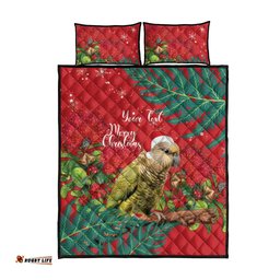 Personalised New Zealand Kakapo Christmas Quilt Bed Set Meri Kirihimete Silver Fern Mix Pohutukawa