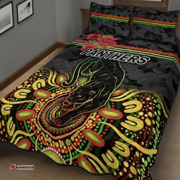 Penrith Panthers ANZAC Quilt Bed Set Indigenous Vibes Black