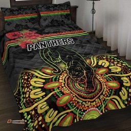 Penrith Panthers ANZAC Quilt Bed Set Indigenous Vibes Black