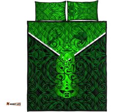 New Zealand Maori Rugby Quilt Bed Set Pride Version Green