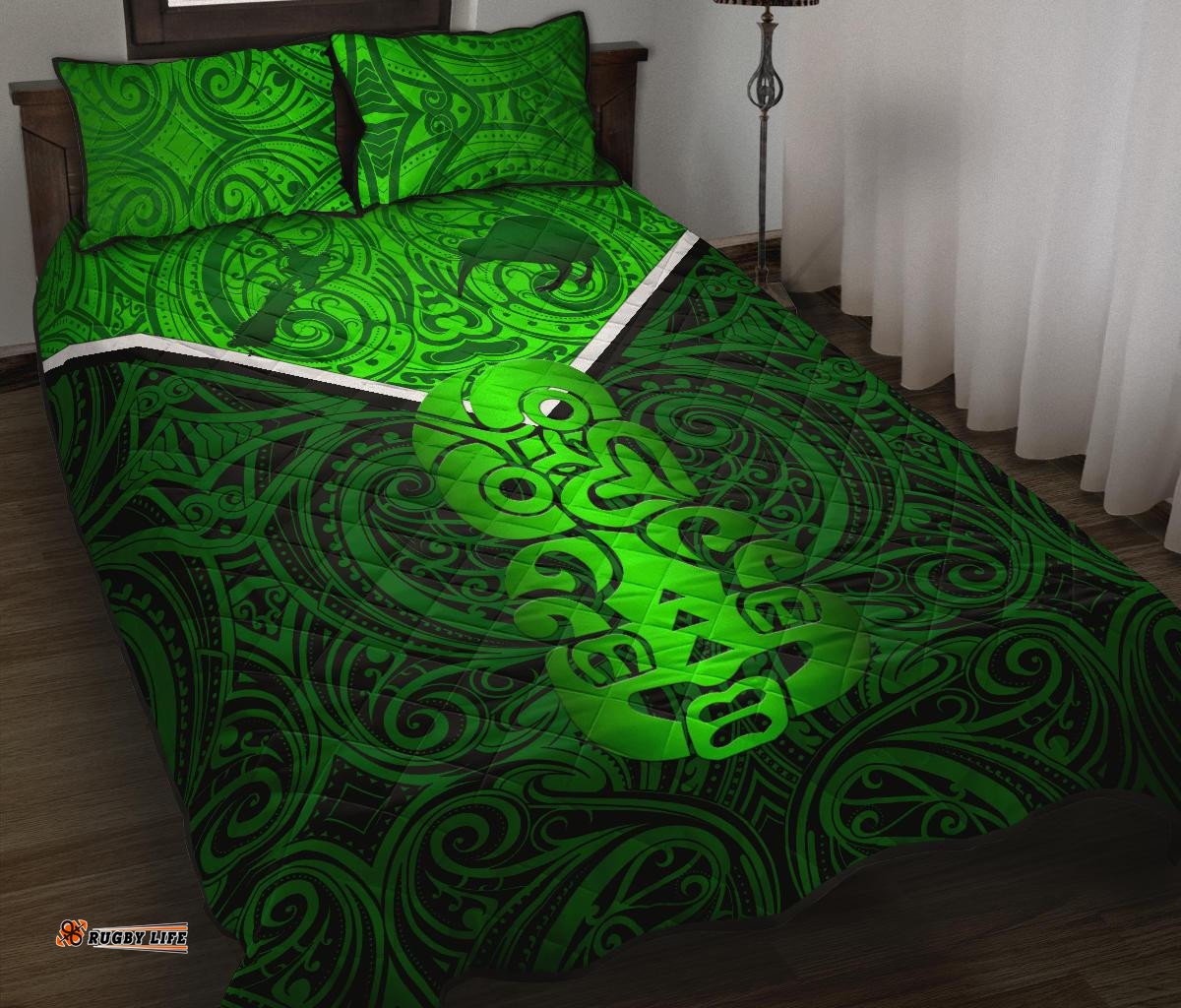 New Zealand Maori Rugby Quilt Bed Set Pride Version Green