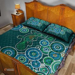 Green Platypus Aboriginal Art Quilt Bed Set