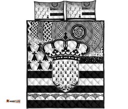 Celtic Brittany Quilt Bed Set Brittany Flag With Triskelion Symbols