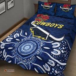 North Queensland Cowboys ANZAC Quilt Bed Set Indigenous Vibes Blue