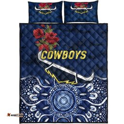 North Queensland Cowboys ANZAC Quilt Bed Set Indigenous Vibes Blue