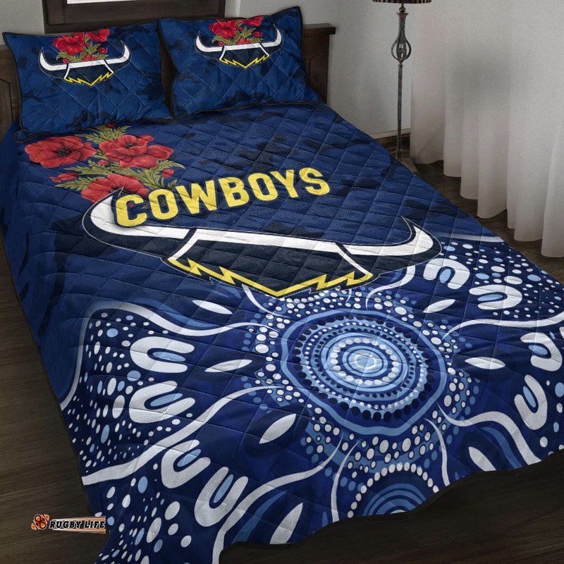 North Queensland Cowboys ANZAC Quilt Bed Set Indigenous Vibes Blue