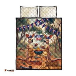 Kangaroos Australia Day Quilt Bed Set It's Barbecue Time