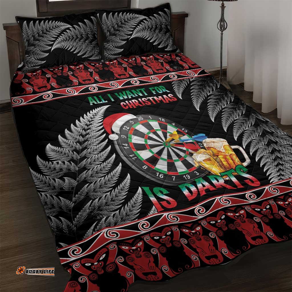 All I Want For Christmas Is Darts New Zealand Quilt Bed Set
