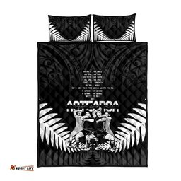 New Zealand Silver Fern Rugby Quilt Bed Set Haka Dance With Aotearoa Maori Pattern