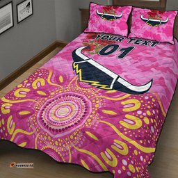 Custom Personalised North Queensland Cowboys ANZAC Quilt Bed Set Indigenous Vibes Pink