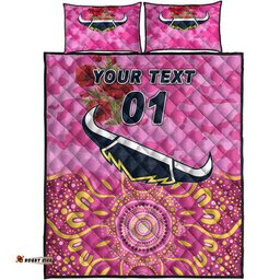 Custom Personalised North Queensland Cowboys ANZAC Quilt Bed Set Indigenous Vibes Pink