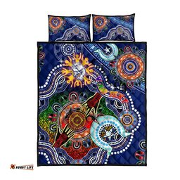 Custom NAIDOC Week 2024 Western Bulldogs Quilt Bed Set Australia Aboriginal Dot Painting