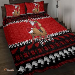 Personalised New Zealand Christmas Quilt Bed Set Kiwi Santa Claus Maori Meri Kirihimete