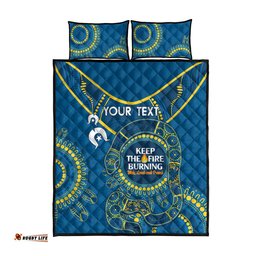 Custom NRL Eels NAIDOC Week Quilt Bed Set Keep The Fire Burning Indigenous Art