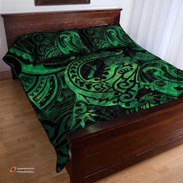 New Zealand Tuatara Quilt Bed Set Aotearoa Maori Clematis Flowers Green