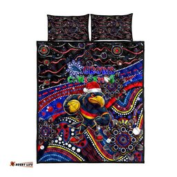 Merry Christmas AFL Adelaide Crows Quilt Bed Set Aboriginal Santa Football Mascot