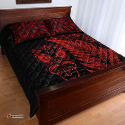 New Zealand Haka Rugby Maori Quilt Bed Set Silver Fern Vibes Red