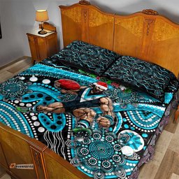 Merry Christmas AFL Power Quilt Bed Set Aboriginal Santa Football Mascot
