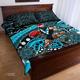 Merry Christmas AFL Power Quilt Bed Set Aboriginal Santa Football Mascot