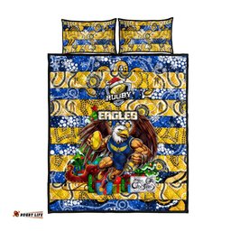 Eagles Football Merry Christmas Quilt Bed Set Indigenous Australian Art