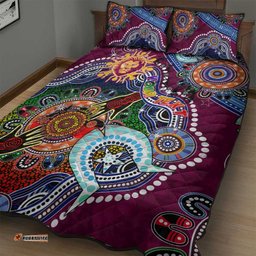 Custom NAIDOC Week 2024 Brisbane Lions Quilt Bed Set Australia Aboriginal Dot Painting