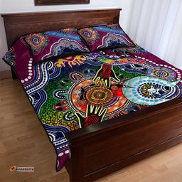 Custom NAIDOC Week 2024 Brisbane Lions Quilt Bed Set Australia Aboriginal Dot Painting