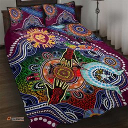 Custom NAIDOC Week 2024 Brisbane Lions Quilt Bed Set Australia Aboriginal Dot Painting