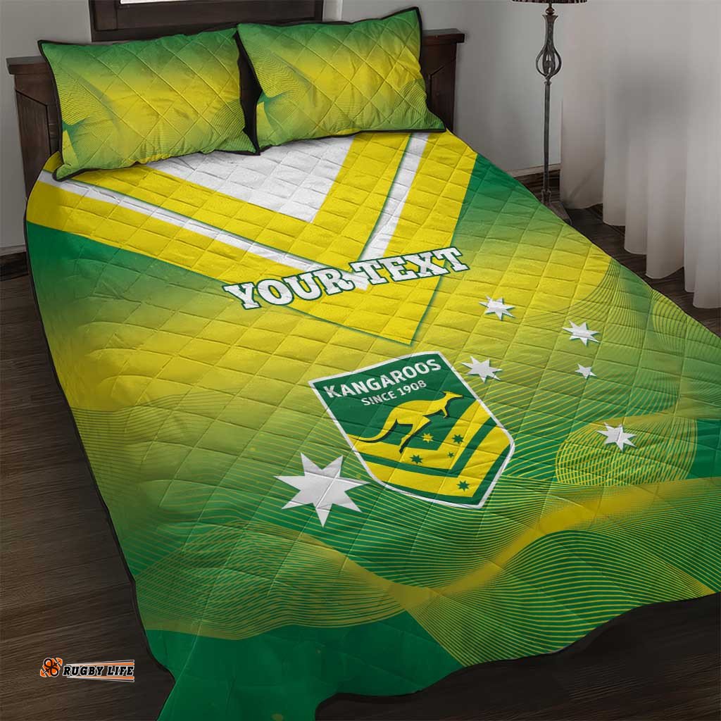 Custom Australia Rugby Quilt Bed Set 2024 Kangaroos Gradient Sporty Style