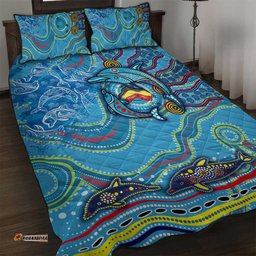 Dolphins Aboriginal Art Map Flag Australia Quilt Bed Set
