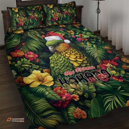 Meri Kirihimete Kakapo Quilt Bed Set New Zealand Christmas with Tropical Vibe