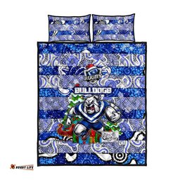 Bulldogs Rugby Merry Christmas Quilt Bed Set Indigenous Australian Art