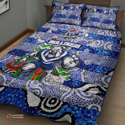 Bulldogs Rugby Merry Christmas Quilt Bed Set Indigenous Australian Art