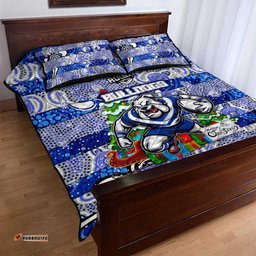 Bulldogs Rugby Merry Christmas Quilt Bed Set Indigenous Australian Art