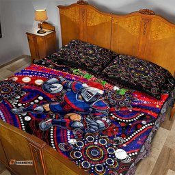 Merry Christmas Newcastle Knights Quilt Bed Set Aboriginal Santa Rugby Mascot Novocastrians