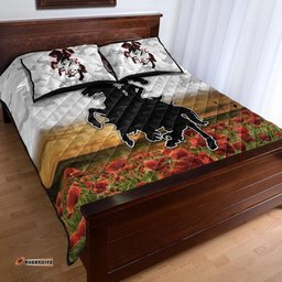 St. George Illawarra Dragons ANZAC Quilt Bed Set Poppy Flowers Vibes White