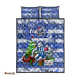 Kangaroos Football Merry Christmas Quilt Bed Set Indigenous Australian Art