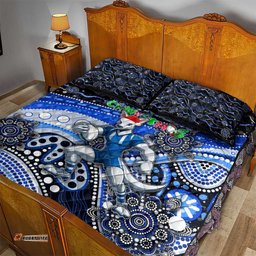 Merry Christmas AFL Kangaroos Quilt Bed Set Aboriginal Santa Football Mascot