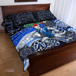 Merry Christmas AFL Kangaroos Quilt Bed Set Aboriginal Santa Football Mascot
