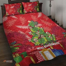 Kakapo New Zealand Christmas Quilt Bed Set Meri Kirihimete Pohutukawa Red Color