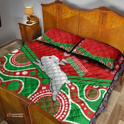 Rabbitohs Rugby Christmas Quilt Bed Set Merry Xmas Mix Aboriginal Art
