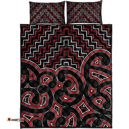 New Zealand Quilt Bed Set Maori Graphic Tee patterns Red
