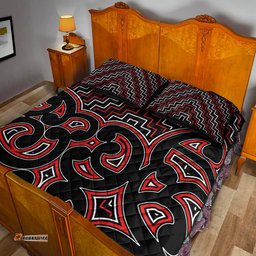 New Zealand Quilt Bed Set Maori Graphic Tee patterns Red