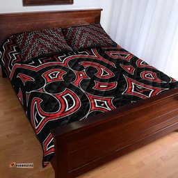 New Zealand Quilt Bed Set Maori Graphic Tee patterns Red