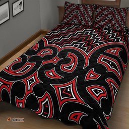 New Zealand Quilt Bed Set Maori Graphic Tee patterns Red