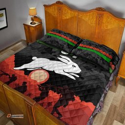 Custom Personalised South Sydney Rabbitohs ANZAC Quilt Bed Set Simple Style Black