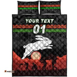Custom Personalised South Sydney Rabbitohs ANZAC Quilt Bed Set Simple Style Black