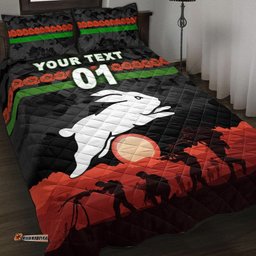 Custom Personalised South Sydney Rabbitohs ANZAC Quilt Bed Set Simple Style Black