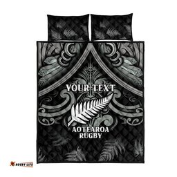 Custom New Zealand Silver Fern Rugby Quilt Bed Set All Black Since 1892 Aotearoa Moko Maori
