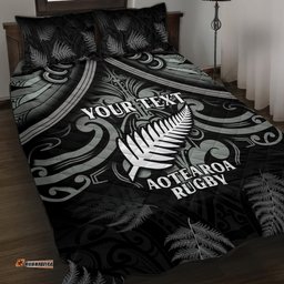 Custom New Zealand Silver Fern Rugby Quilt Bed Set All Black Since 1892 Aotearoa Moko Maori